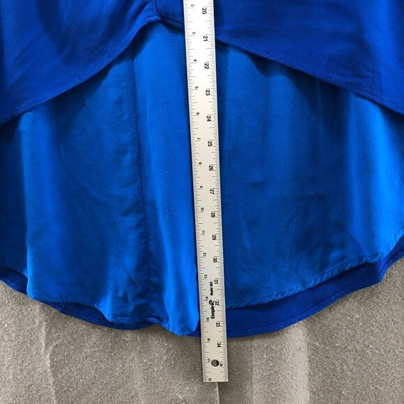Left Of Center Midi Skirt Womens S Pull On Royal Blue High Low Hem Mixed Media - Picture 12 of 12